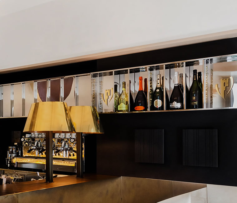 Franciacorta Bar interiors details in Senato Hotel Milano